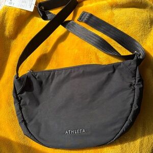 Athleta All About Crossbody Bag Black Recycled Water Repellent NWT
